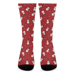 Red Snowman Pattern Print Crew Socks