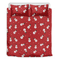 Red Snowman Pattern Print Duvet Cover Bedding Set