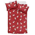 Red Snowman Pattern Print Duvet Cover Bedding Set