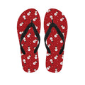 Red Snowman Pattern Print Flip Flops