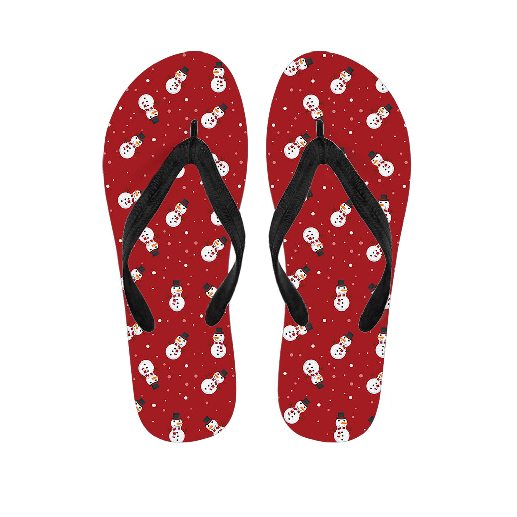 Red Snowman Pattern Print Flip Flops