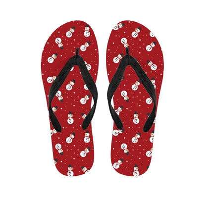 Red Snowman Pattern Print Flip Flops