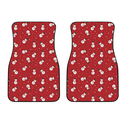 Red Snowman Pattern Print Front Car Floor Mats