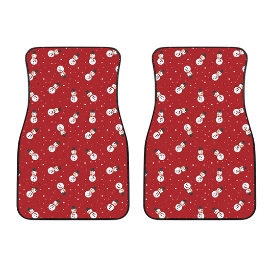 Red Snowman Pattern Print Front Car Floor Mats