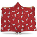 Red Snowman Pattern Print Hooded Blanket