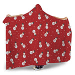 Red Snowman Pattern Print Hooded Blanket