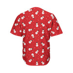 Red Snowman Pattern Print Men's Baseball Jersey