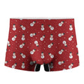 Red Snowman Pattern Print Men's Boxer Briefs