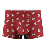 Red Snowman Pattern Print Men's Boxer Briefs
