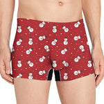 Red Snowman Pattern Print Men's Boxer Briefs