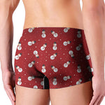 Red Snowman Pattern Print Men's Boxer Briefs