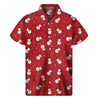 Red Snowman Pattern Print Men's Short Sleeve Shirt