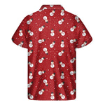 Red Snowman Pattern Print Men's Short Sleeve Shirt