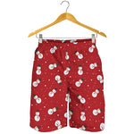 Red Snowman Pattern Print Men's Shorts