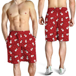 Red Snowman Pattern Print Men's Shorts