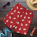 Red Snowman Pattern Print Men's Shorts