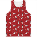 Red Snowman Pattern Print Men's Tank Top