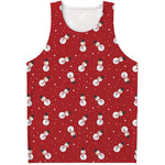 Red Snowman Pattern Print Men's Tank Top