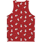 Red Snowman Pattern Print Men's Tank Top