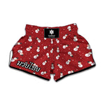 Red Snowman Pattern Print Muay Thai Boxing Shorts