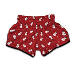 Red Snowman Pattern Print Muay Thai Boxing Shorts
