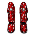 Red Snowman Pattern Print Muay Thai Shin Guards