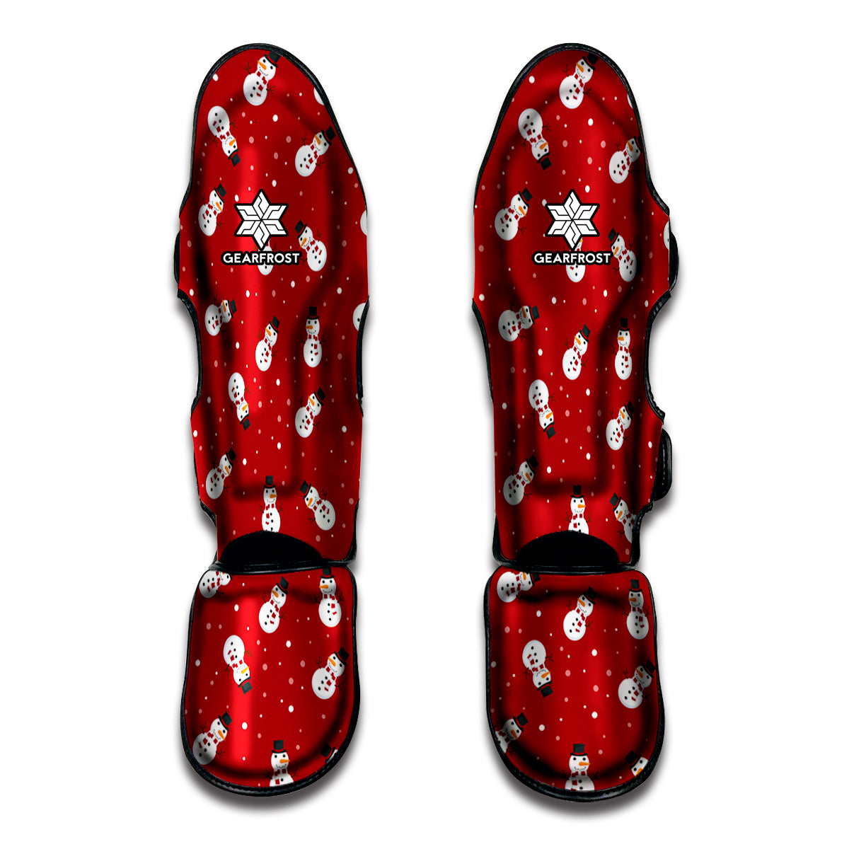 Red Snowman Pattern Print Muay Thai Shin Guard
