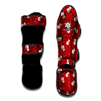Red Snowman Pattern Print Muay Thai Shin Guard