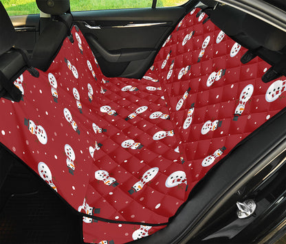 Red Snowman Pattern Print Pet Car Back Seat Cover