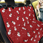 Red Snowman Pattern Print Pet Car Back Seat Cover