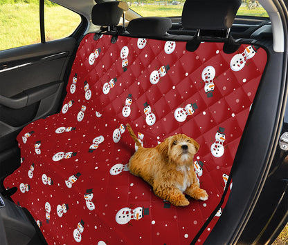 Red Snowman Pattern Print Pet Car Back Seat Cover