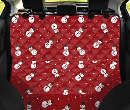 Red Snowman Pattern Print Pet Car Back Seat Cover