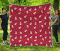 Red Snowman Pattern Print Quilt