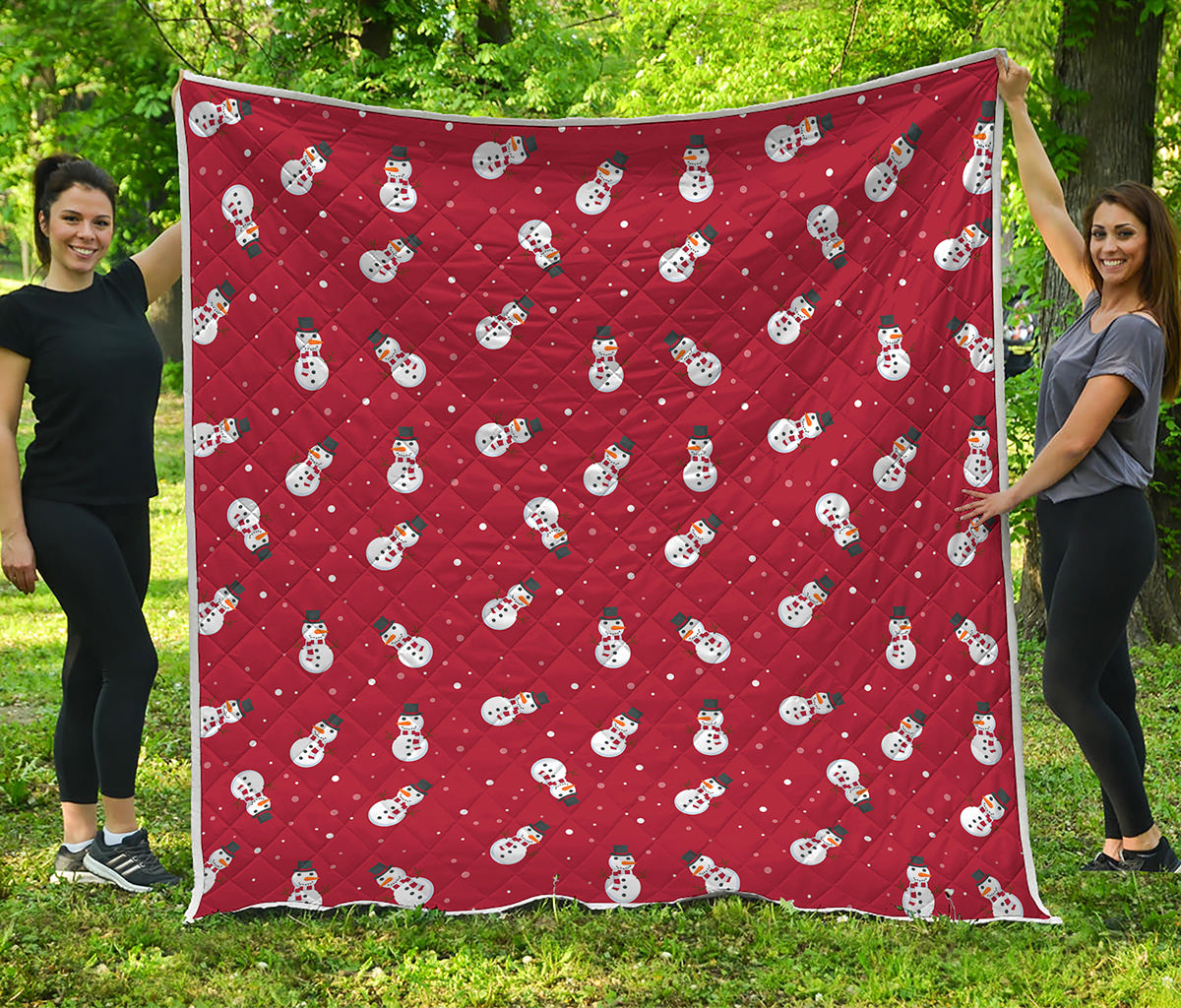Red Snowman Pattern Print Quilt