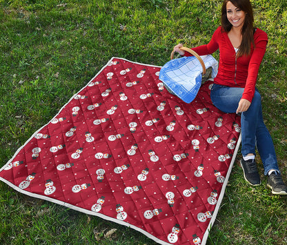 Red Snowman Pattern Print Quilt