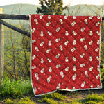Red Snowman Pattern Print Quilt