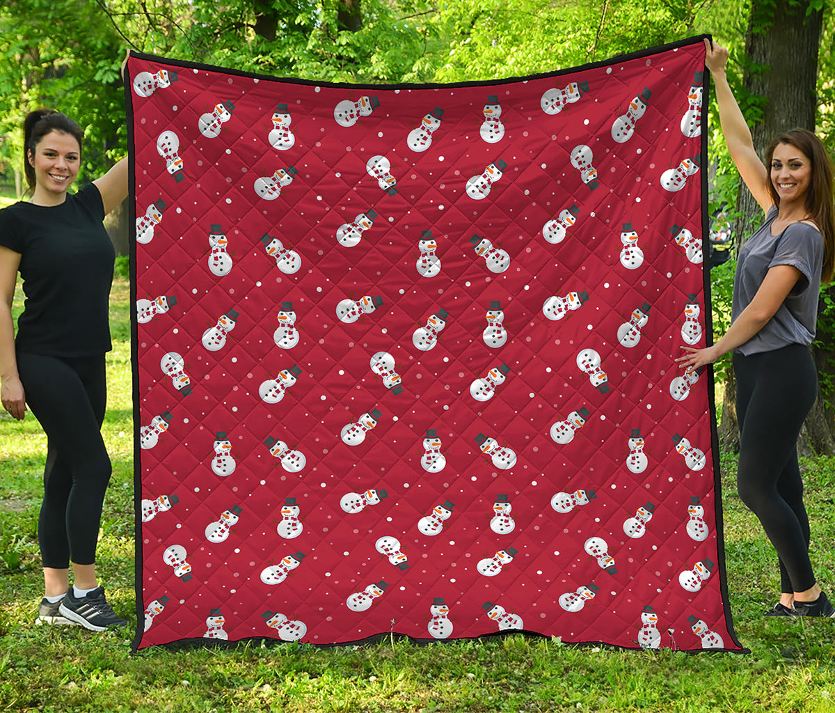 Red Snowman Pattern Print Quilt