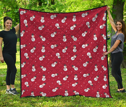 Red Snowman Pattern Print Quilt