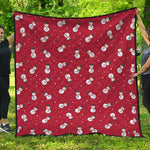 Red Snowman Pattern Print Quilt