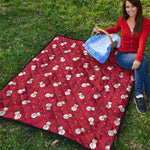 Red Snowman Pattern Print Quilt