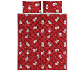 Red Snowman Pattern Print Quilt Bed Set