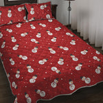 Red Snowman Pattern Print Quilt Bed Set