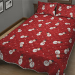 Red Snowman Pattern Print Quilt Bed Set