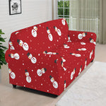 Red Snowman Pattern Print Sofa Cover