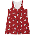 Red Snowman Pattern Print Women's Racerback Tank Top
