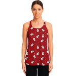 Red Snowman Pattern Print Women's Racerback Tank Top