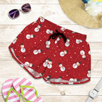Red Snowman Pattern Print Women's Shorts