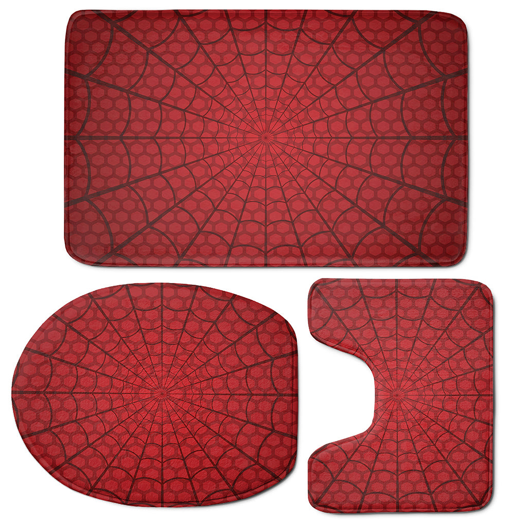Red Spider Web Print 3 Piece Bath Mat Set