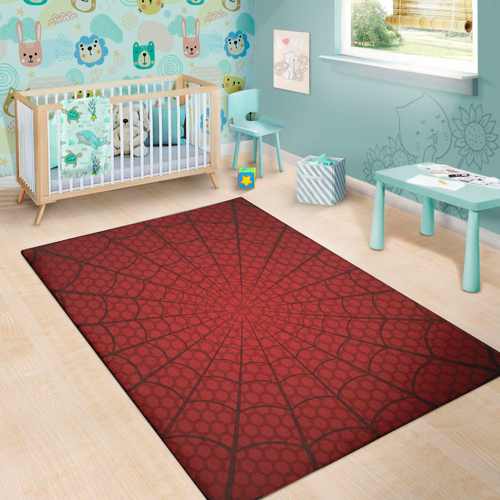Red Spider Web Print Area Rug