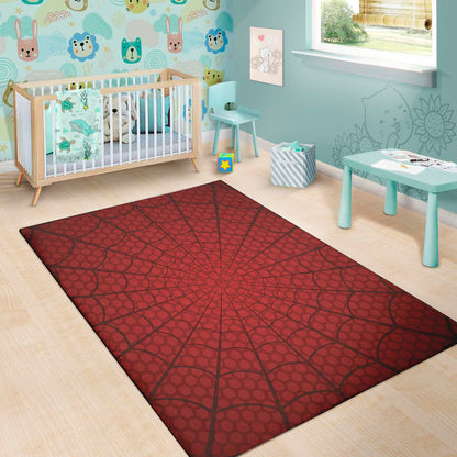 Red Spider Web Print Area Rug